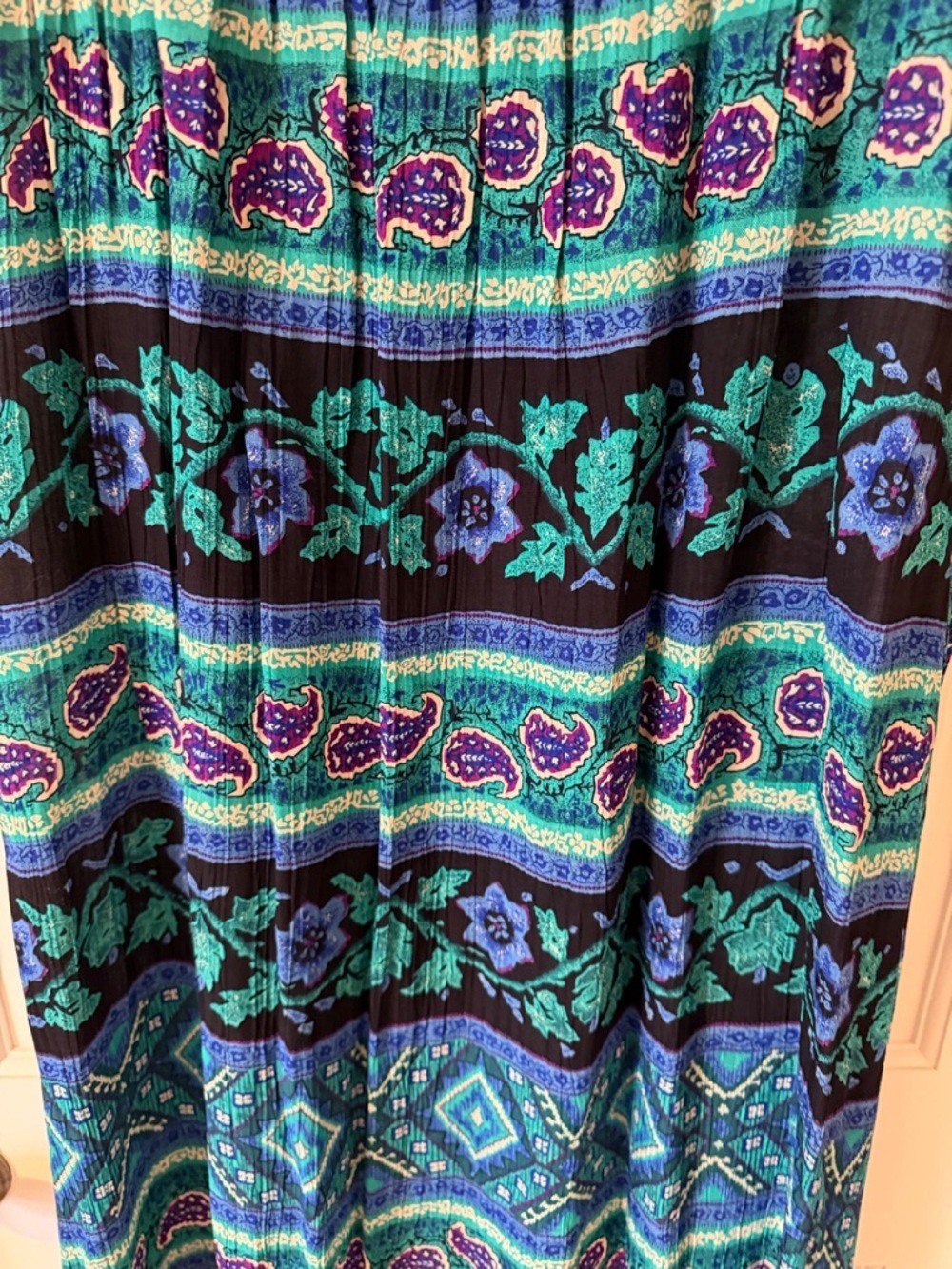 NWT Vintage New Concepts by Koret Rayon Midi Skirt Boho Paisley Teal Purple  12 - Picture 7 of 7